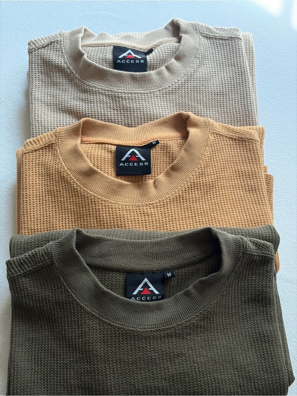 Men’s Access Waffle Knit Thermal Crewneck Shirt Bundle Size Medium Lot of 3